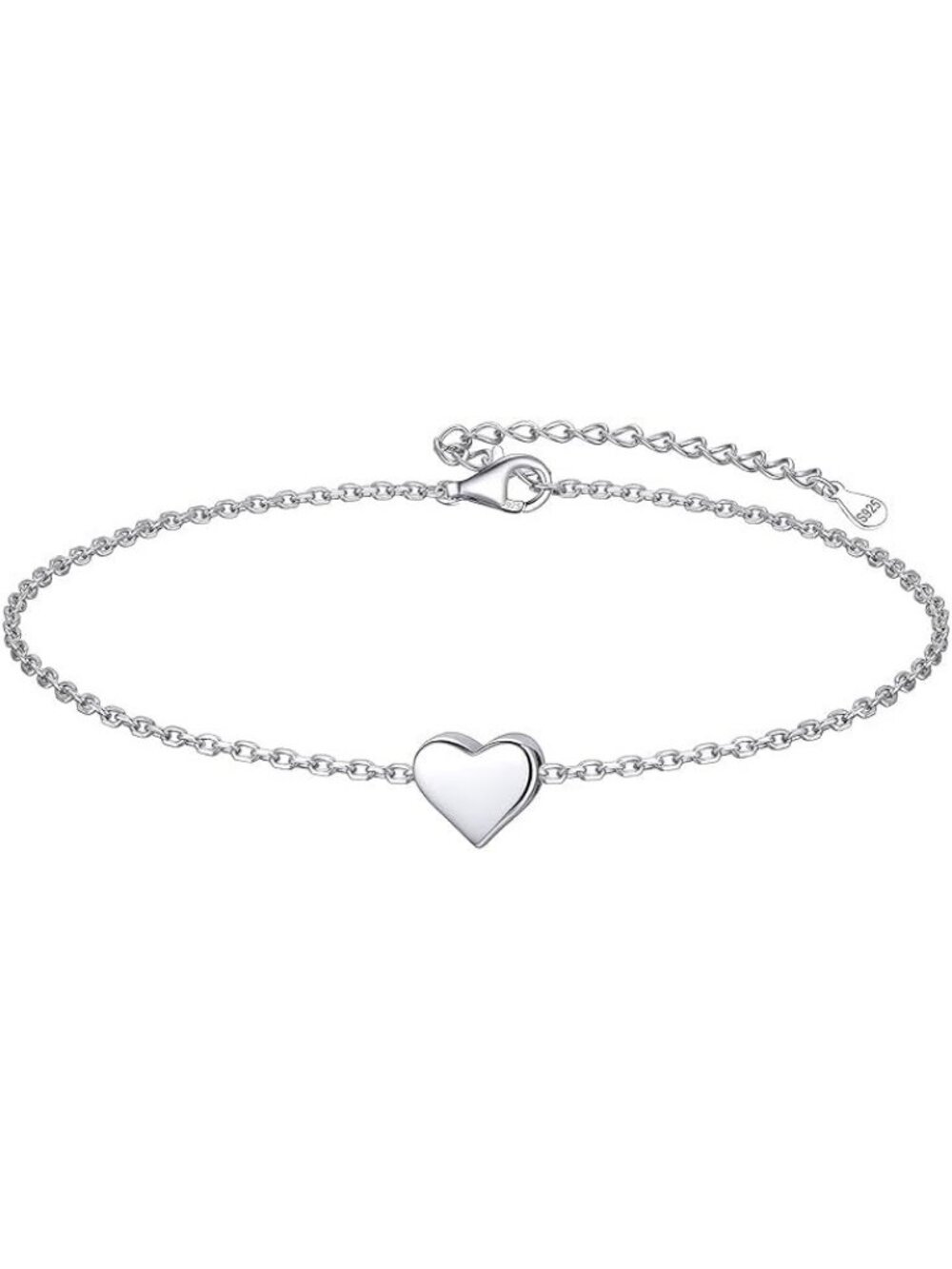 Tiny Heart-Silver Sterling Silver Dainty Link Chain Bracelet